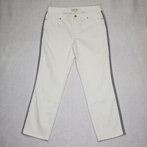 Coldwater Creek Capri Jeans Tuxedo Stripe White Denim Stretch Women's 8